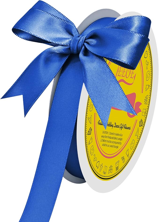 LEEQE Double Face Royal Blue Satin Ribbon 5/8 inch X 50 Yards Polyester Royal Blue Ribbon for Gift Wrapping Very Suitable for Weddings Party Invitation Decorations and More