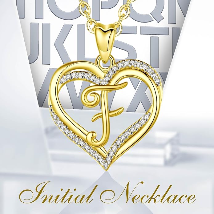 INFUSEU Unique Initial Necklaces for Women Girls Small Heart Letter Jewelry, Meaningful Personalized Gifts