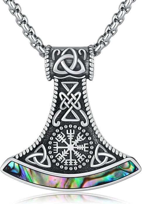 YueYuan Viking Necklace for Men 925 Sterling Silver Rune Amulet Pendant Nordic Necklace Viking Jewelry Gift for Father Husband Son