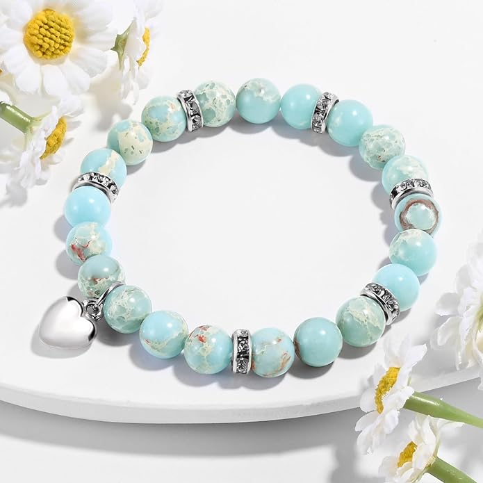 VIBILIA Cross Beaded Bracelets for Women, Inspirational Natural Heart Religious Bracelets for Women, Birthday Christian Gifts for Women on Thanksgiving Christmas Gifts