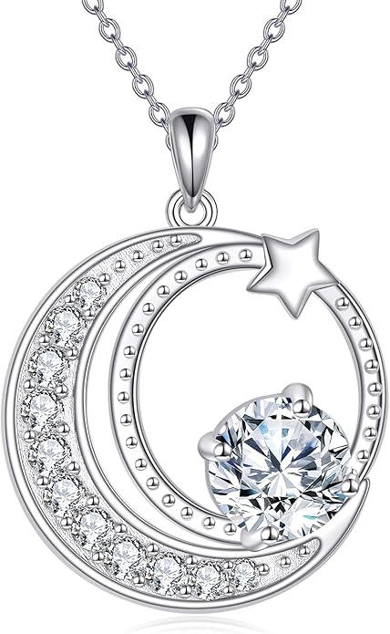 Moissanite Necklace for Women 925 Sterling Silver Eternal Pendant 1ct Lab Diamond Necklace Jewelry Gifts for Wife Girlfriend Mom