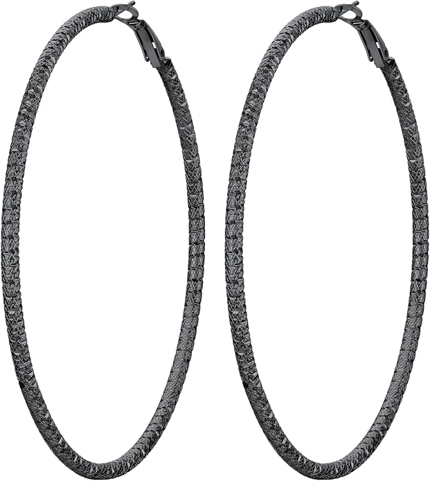 PROSTEEL 30/40/60/80/100mm Chunky Hoop Earrings For Women Gold Plated/Black Stainless Steel Hoops Earrings Statement Jewelry