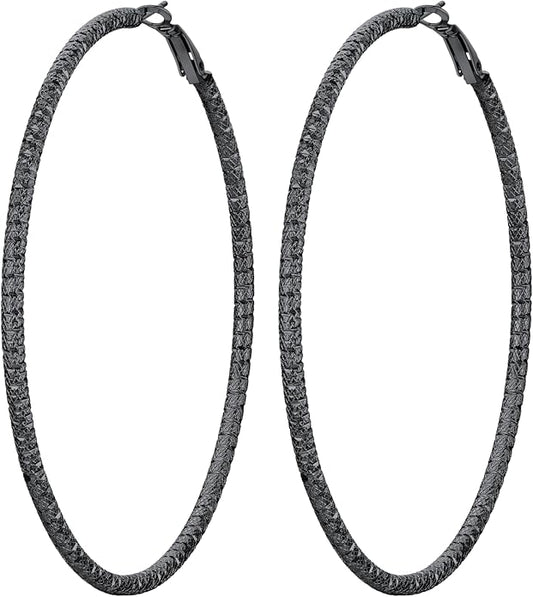 PROSTEEL 30/40/60/80/100mm Chunky Hoop Earrings For Women Gold Plated/Black Stainless Steel Hoops Earrings Statement Jewelry