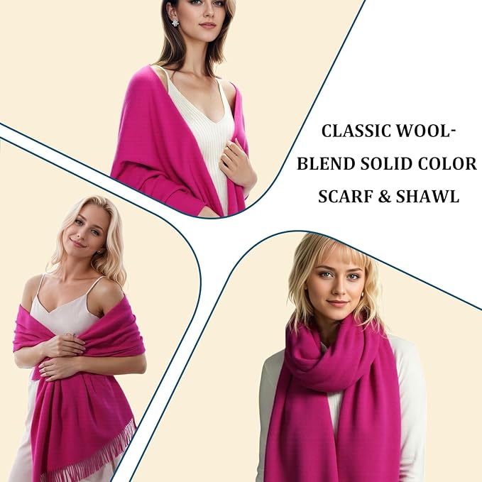 Temminc Winter Scarf for Women - Soft Warm Pashmina Shawl Wrap, Lightweight Fashion Blanket Travel Shawl, Solid Color Scarf