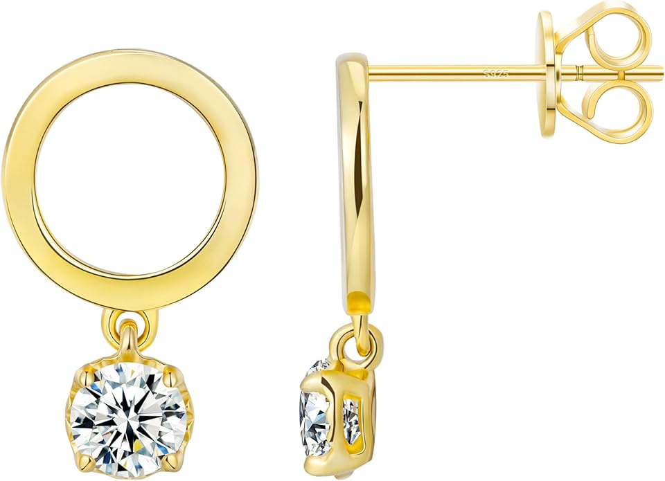 18K Yellow/White Gold Plated Silver Earring With 0.60 TCW Lab Grown Diamonds/Emerald/Blue Sapphire/Moissanite, Earrings For Women, Gift For Her Jewelry For Women Comes With Gift Box