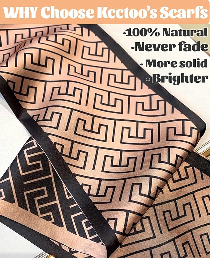 kcctoo 59" Mulberry Silk Like Head Scarf Women's Fashion Square Neck Satin Scarfs for Bag Hair Scarves Gift 59 * 5.9”