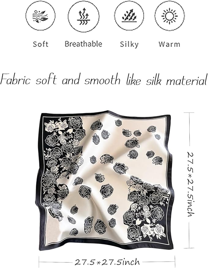 Hioyiwse Satin Bandanas Head Scarf For Women Hair Scarves Accessories Lightweight Fashion Wrap Neck Silk Sleeping Headscarf