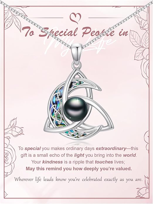 KANNSOAR Tahitian Black Pearl AAAA 18K White Gold Plated Sterling Silver Romantic Pendant Necklace for Women Wife Mom Girlfriend Her Jewelry Gift for Anniversary Birthday Christmas