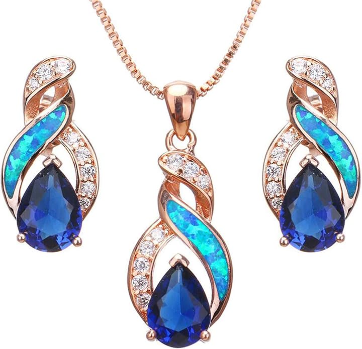 Hermosa Jewelry Sets Australian Created Opal Necklace Earrings Mother's Day Gifts Jewelry for Mom