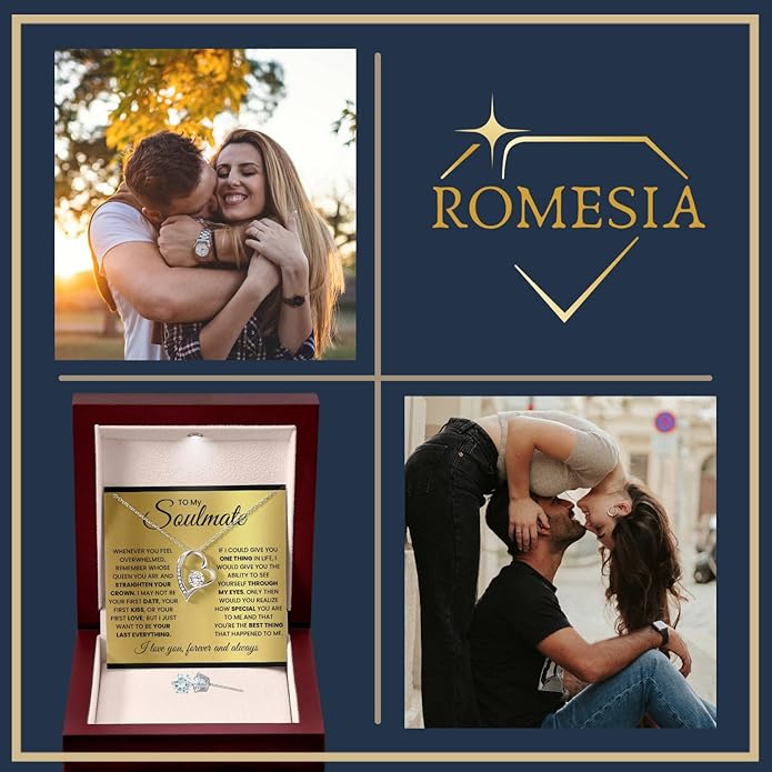 To My Soulmate Necklace For Women, Soul Mate Jewelry for Women, Future Wife Gifts, To My Wife Necklace from Husband, Gifts for Girlfriend, Pendant With Message Card