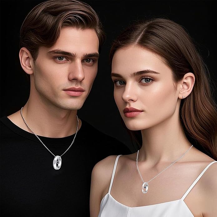 JBAERD Couples BFF Matching Necklaces 925 Sterling Silver Cross/Yin Yang/Sun Moon/Mountain Wave Pendant Necklace Anniversary Birthday Gifts