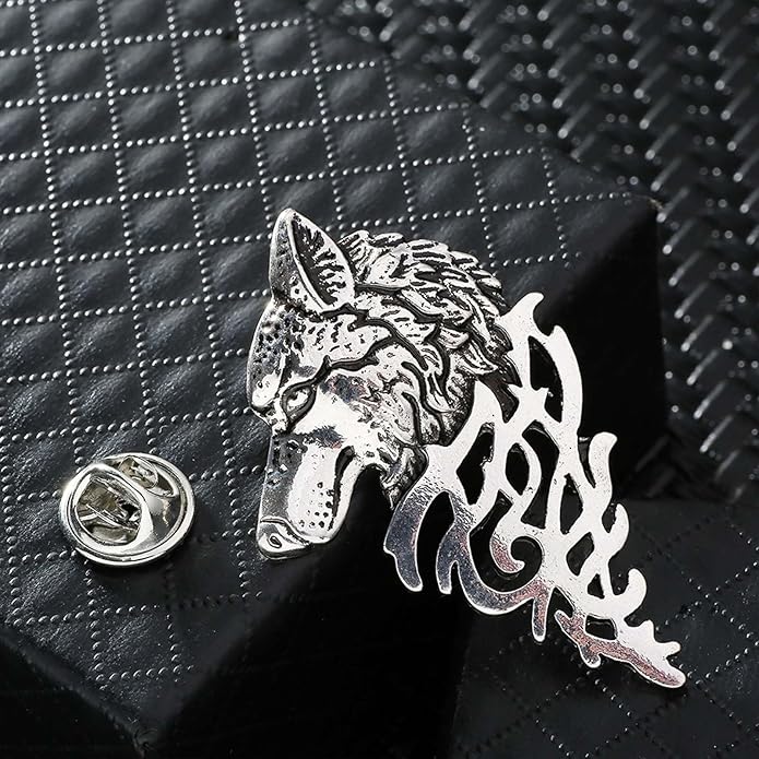 HETICA Vintage Animal Dragon Skull Wolf Crown Lion Brooch for Men Women Suit Tie Dress Lapel Pin Fashion Jewelry