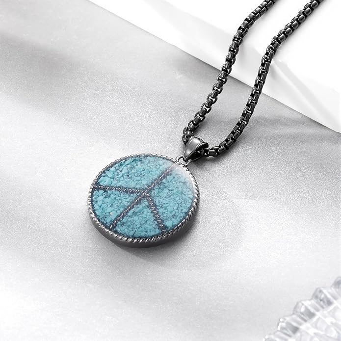 Zaruiqun Peace Sign Necklace 925 Sterling Silver Hippie Necklace 1960s 1970s Hippie Party Accessories Jewelry for Men Women