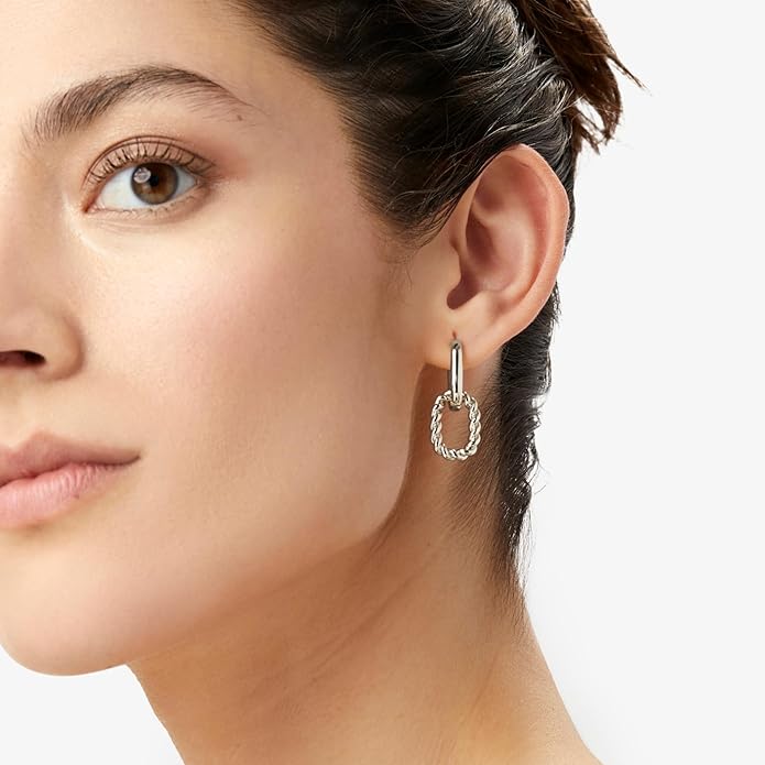 Ana Luisa Ash Double Hoop Earrings for Women - 14K Gold Plated, Silver & Two-Tone Drop Dangle Hoop Earring - Trendy Paperclip Link Huggie Hoop - Hypoallergenic, Water-Resistant & Tarnish-Free Jewelry