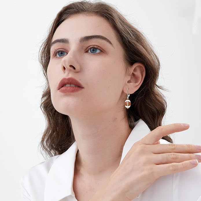 JUSTKIDSTOY 925 Sterling Silver Ball Earrings Sports Leverback Dangle Drop Earrings Jewelry Gifts for Women Girls