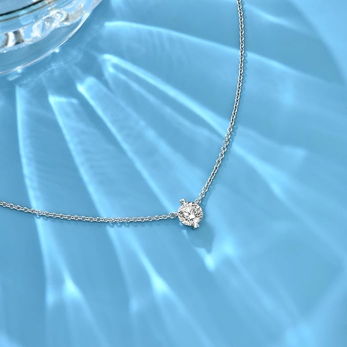 G&GEMSJEW Heart Necklaces for Women, 1-2 Carats Moissanite, 18K White Gold-Plated 925 Sterling Silver Round Brilliant Cut Moissanite Imitation Diamond Necklaces, Jewelry Gifts for Christmas Valentine's Day,Anniversary Present for Wife Women