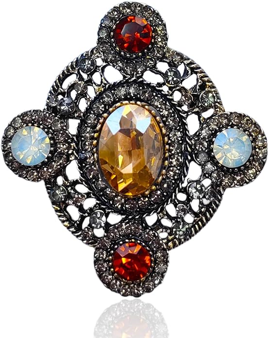 Vintage Brooch Pin for Women Girls Baroque Retro Gold Cross Brooch Accessories Elegant Austrian Crystal Rhinestone Brooch Pin Dress Coat Sweater Suit Party Wedding Gifts Victorian Bridal Jewelry