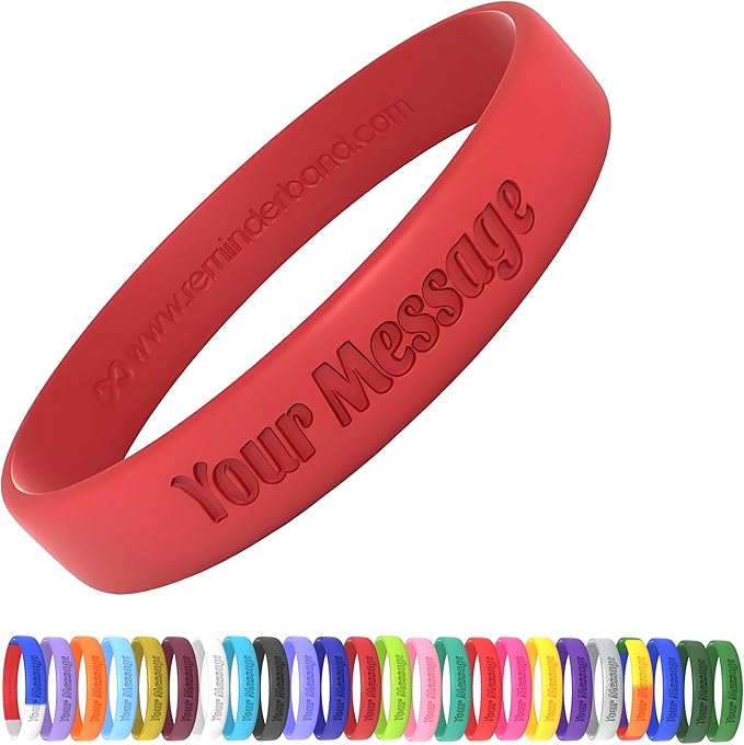 Reminderband Custom Silicone Bracelet – Motivational Wristbands, Bulk Personalized Bands for Events, Awareness, Fundraisers, Gifts – Custom Rubber Bracelets - 1/2" Classic