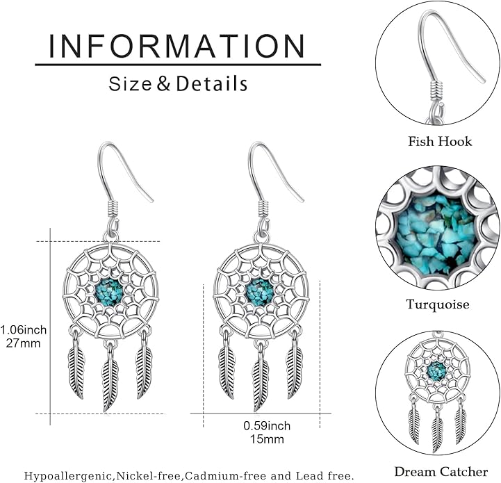Western Earrings for Women 925 Sterling Silver Turquoise Western Country Dangle Drop Earrings Country Jewelry Gifts for Cowgirl Cowboy