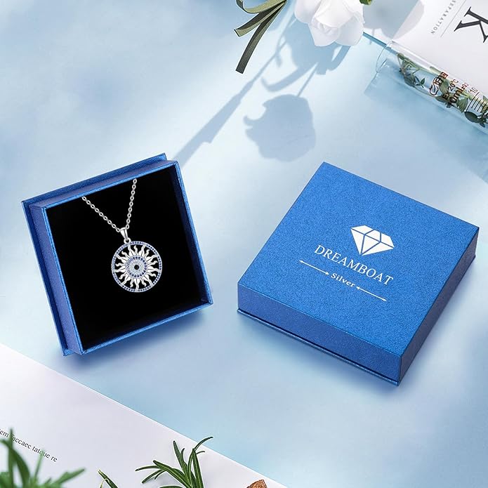 Dreamboat Sterling Silver Evil Eye Necklace for Women Protection Necklace Hamsa Nazar Mal De Ojo Turco Spiritual Jewelry Evil Eye Gifts