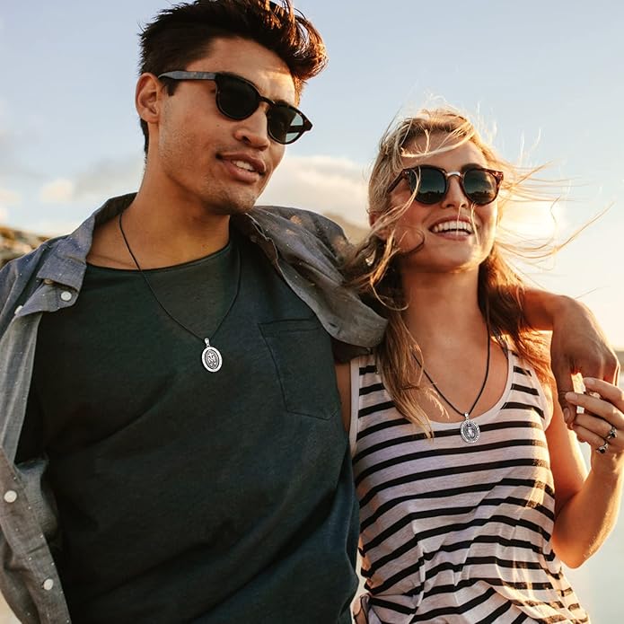 EUDORA 925 Sterling Silver St Christopher/St Benedict/St Michael/Virgin Mary/San Judas Tadeo/Good Shepherd Cross/Archangel Necklace Medal Pendant Protection Religious Amulet Jewelry For Men Women
