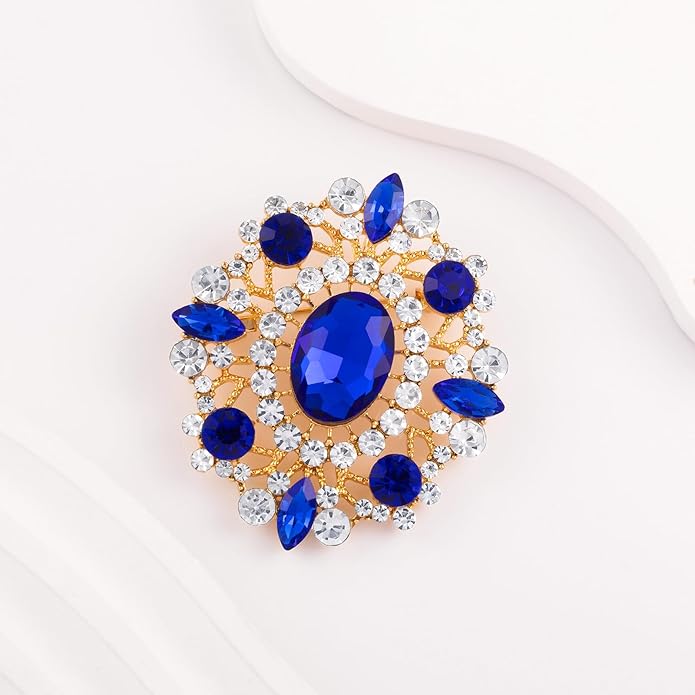 LAXPICOL Vintage Clear Austrian Crystal Brooch Pin for Women Elegant Wedding Bridal Brooches Broach Pin 1.69"*1.39"