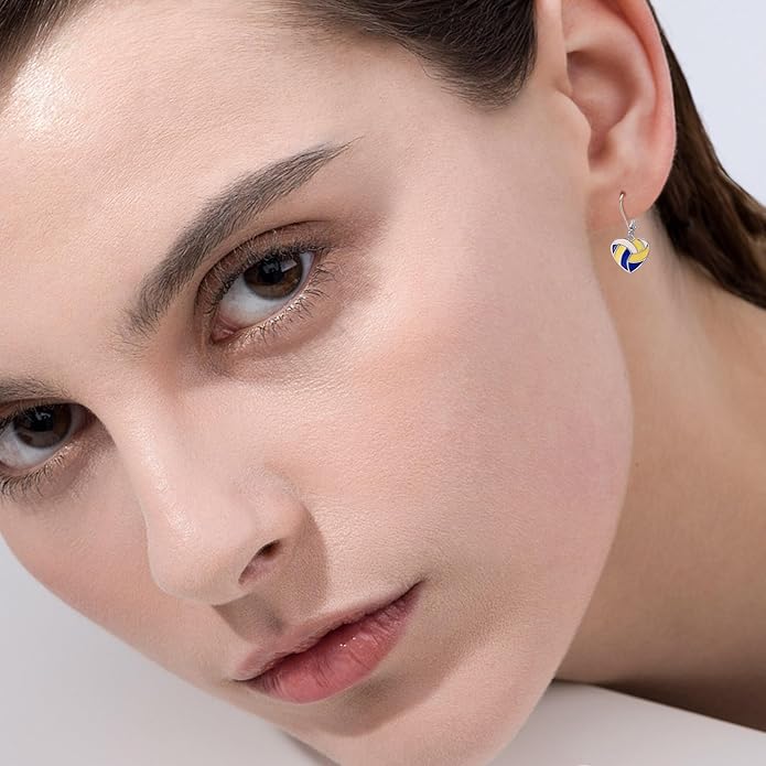 YFN Sports Jewelry Earrings 925 Sterling Silver Baseball Softball Basketball Rugby Football Tennis Volleyball Earrings for Women and Sports Fans Gifts