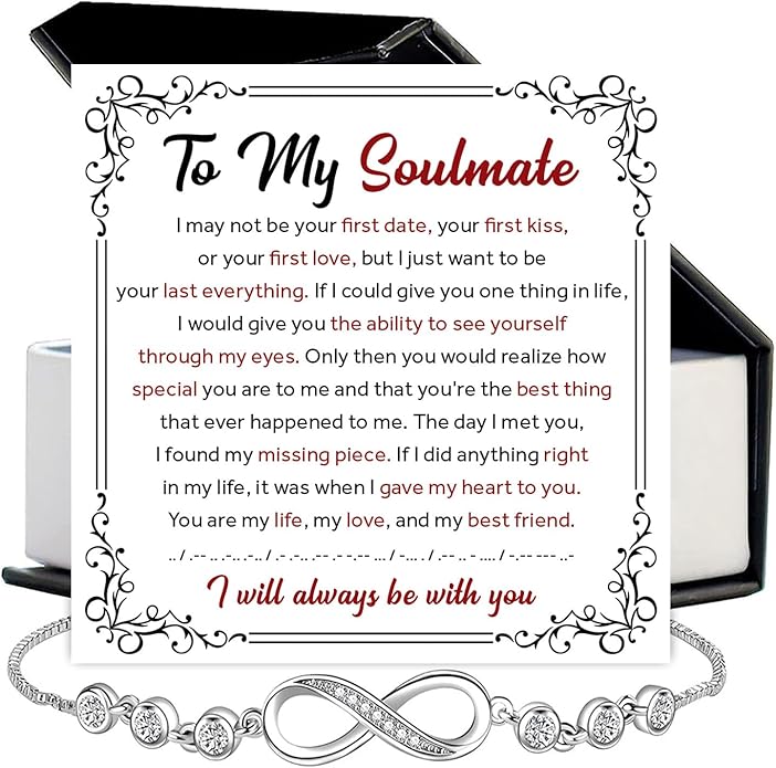 To My Soulmate Bracelet For Women With Heartfelt Message Card & Elegant Box, Bracelet For Girls, Soulmate Birthday, Wedding, Christmas Jewelry Gift From Boyfriend, Husband