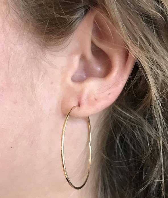 14k Gold Endless Hoop Earrings, 1.25mm Thick Tube