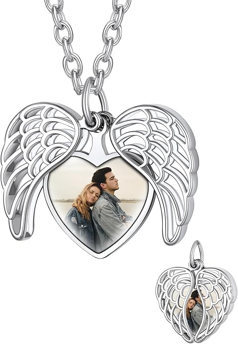 Supcare Locket Necklace That Holds Pictures-Engraved Photo Pendant Custom Jewellery Gifts for Men Women (with Jewellery Gift Box)