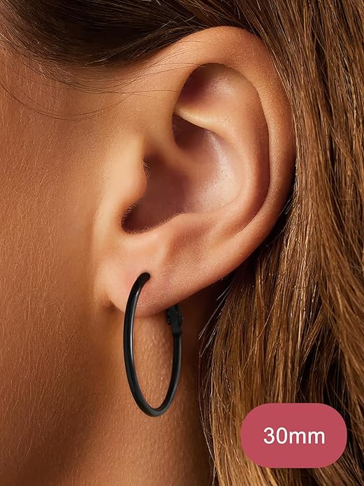 FOCALOOK 14K Gold Plated Lightweight Large Hoops| 2mm Thin Hoop Earrings for Women 30/40/50/70/100mm