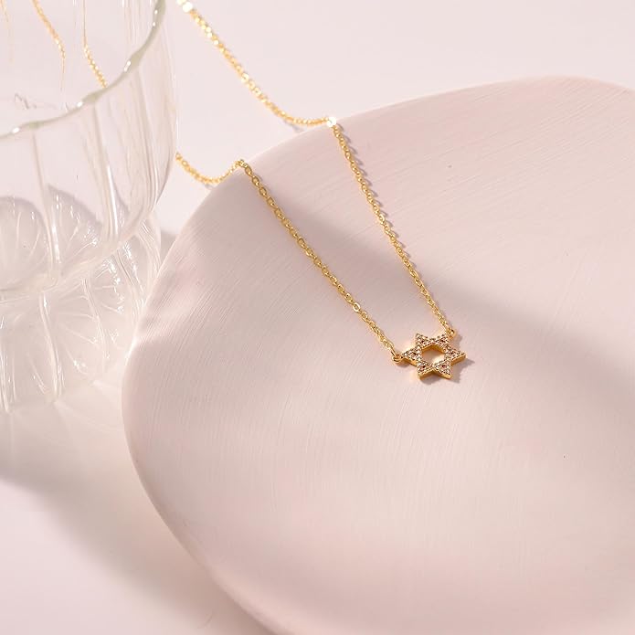 Gold Necklace for Women-14k Gold Plated Infinity Necklace Star Of David Necklace Evil Eye Cross Pendants Heart Dainty Gold Necklace For Women