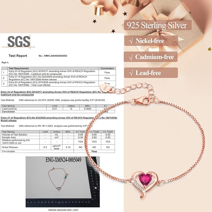 LAVUMO Love Heart Bracelets for Women 925 Silver Charm Birthstone Bracelet Adjustable Anniversary Birthday Jewelry Gifts for Women Girlfriend Wife Daughter Mom Her