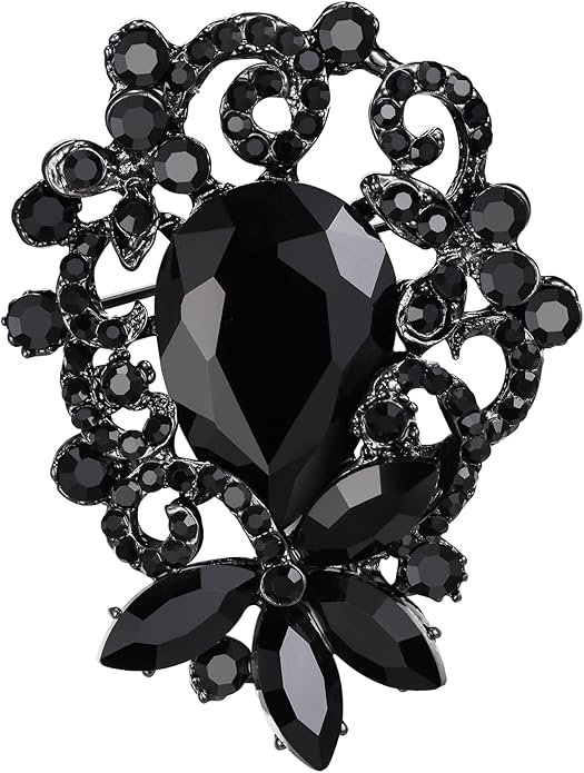 BriLove Elegant Crystal Teardrop Marquise Bouquet Brooch Pin for Women