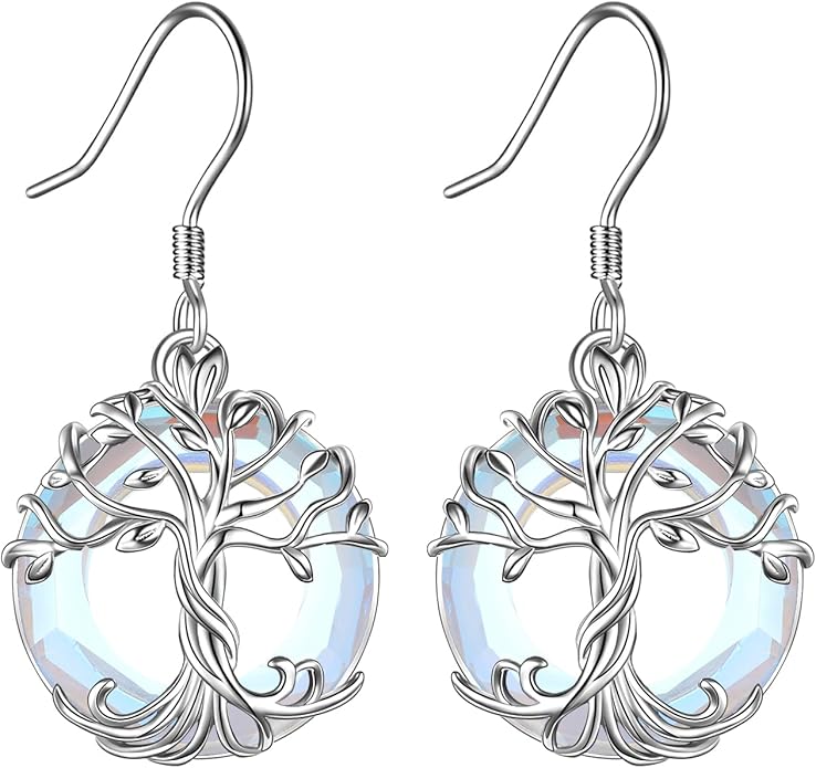 TOUPOP Tree of Life Earrings 925 Sterling Silver Family Tree Dangle Drop Earrings Crystal Jewelry Birthday Christmas Gifts for Women Her