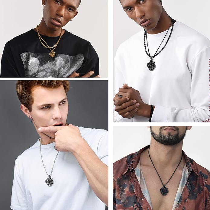 PROSTEEL Norse Viking Jewelry for Men Women, Vintage Thor Hammer/Thor Axe/Raven/Odin Necklace, 316L Stainless Steel Pendant Chain, Come with Box
