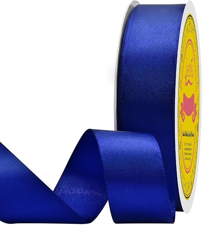 LEEQE Double Face Cobalt Blue Satin Ribbon 7/8 inch X 25 Yards Polyester Cobalt Blue Ribbon for Gift Wrapping Very Suitable for Weddings Party Hair Bow Invitation Decorations and More