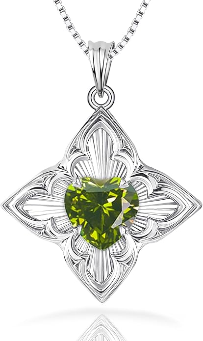 Delicate Four-Leaf Clover Charm Necklace with January Birthstone - S925 Silver, Gift Idea