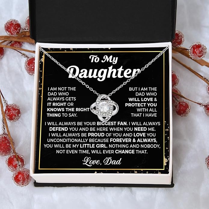 To My Daughter Necklace From Dad, Daughters Gift From Dad, Father Daughter Necklace, Daughters Birthday Gift, Christmas Graduation Gifts For Her From Father With Message Card And Box