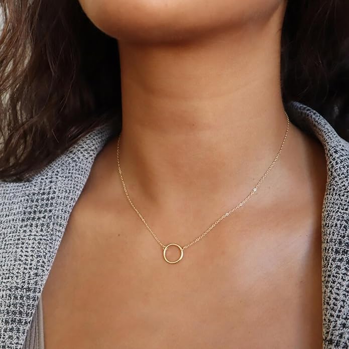 Gold Layered Necklaces for Women 14k Gold Plated Dainty Stackable Choker Necklaces for Women Trendy Layering Chain Cute Pendant Necklace Set Gold Jewelry for Women