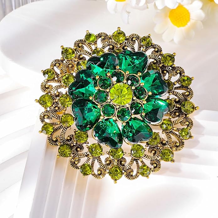 Rhinestone Crystal Flower Brooch Pin for Women,Vintage Multicolor Crystal Floral Lapel Pins Statement Sunflower Brooch Fashion Bride Formal Dress Jewelry
