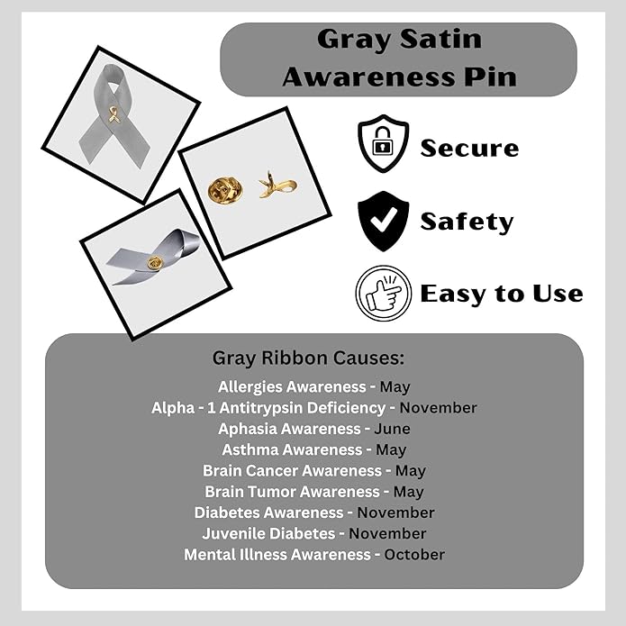 1/2/5/10/25/50/100pcs Satin Awareness Ribbon Pins (Pick your color), for Cancer & Disease Awareness, Bulk Quantities for Fundraising, Events, Gift Giving