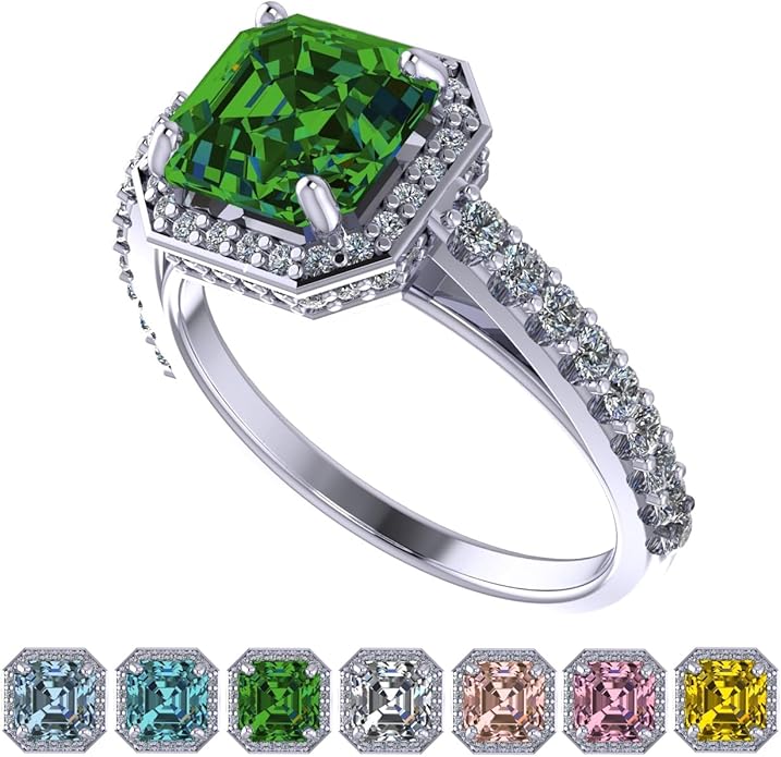 NANA Jewels Sterling Silver Engagement Rings for Women - Choose Simulated Morganite, Citrine, Aquamarine & More