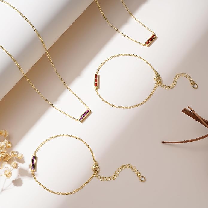 Turandoss Birthstone Necklace for Women, Dainty 14K-Gold-Plated 12 Months Birthstone Layered Necklaces, Trendy Birthday Jewelry Gifts for Women Teen Girls