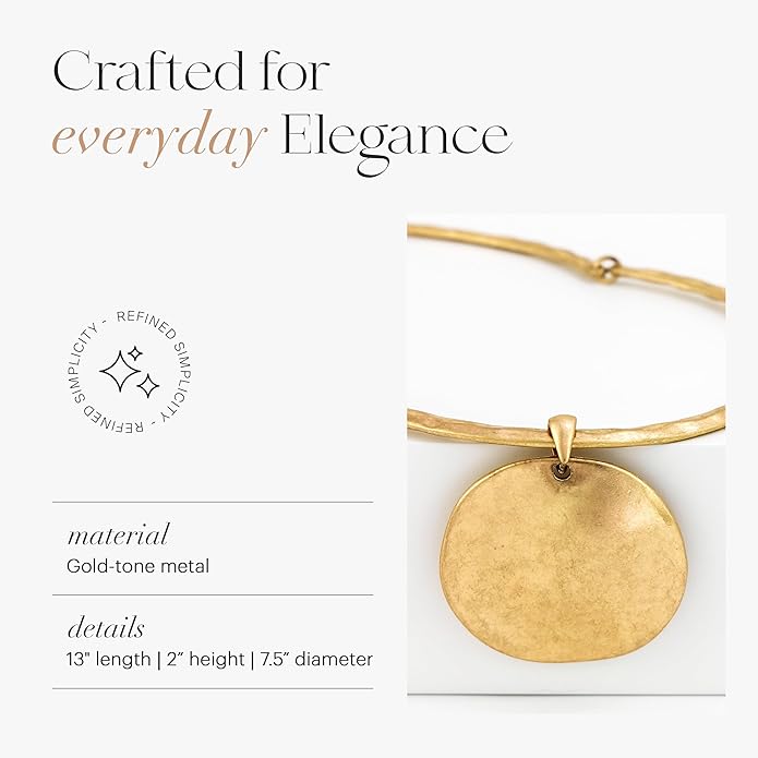 Pendant Necklaces for Women, Sculptural Circle Necklace with Pendant, Link Collar Design, Fashion Jewelry Statement Piece