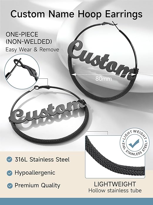 PROSTEEL 30/40/60/80/100mm Chunky Hoop Earrings For Women Gold Plated/Black Stainless Steel Hoops Earrings Statement Jewelry