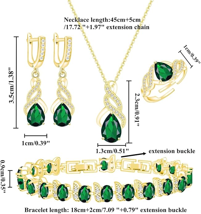 ZCGJWE Wedding Jewelry Set for Women Gem Necklace Earrings Bracelet Luxury Jewelry Set Birthday Valentine's Day Mother's Day Christmas Prom Jewelry Gift