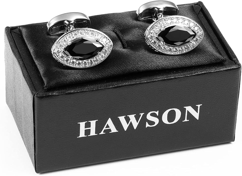 HAWSON Cufflinks for Men, Gold Diamond Crystal Cufflinks for Groom Husband Personalized Gifts, Mens Formal Wedding Business Cufflinks, Luxurious Gorgeous Cuff Links French Shirt Accessories
