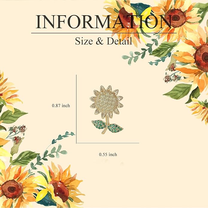 Flower Brooch for Women Girls Flower Rhinestone Brooch Gold Plated Lapel Pin Clothing Accessory Wedding Gift Fashion Jewelry for Mom Wife