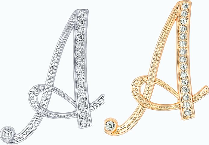 HAFILO 2 pieces initial letter brooch pin for women 26 letters fashion brooches collar pins for clothes Dress hat bulk